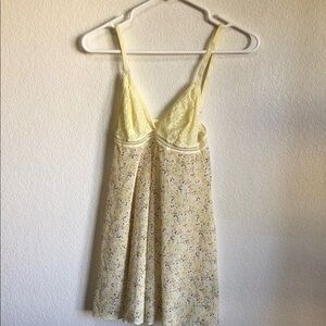 Floral Yellow Lace Slip Dress medium